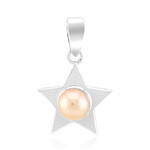 Zilveren hanger met een perzikkleurige Ming parel