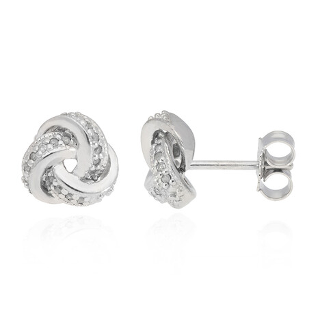 Salt and Pepper Diamond Silver Earrings