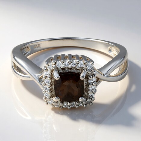 Anello in argento con Quarzo Fumè