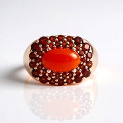 Bague en argent et Cornaline rouge (KM by Juwelo)