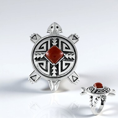 Anello in argento con Diaspro Rosso  (Desert Chic)