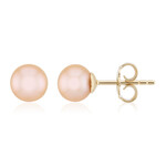 Boucles d'oreilles en argent et Perle Ming couleur pêche (TPC)