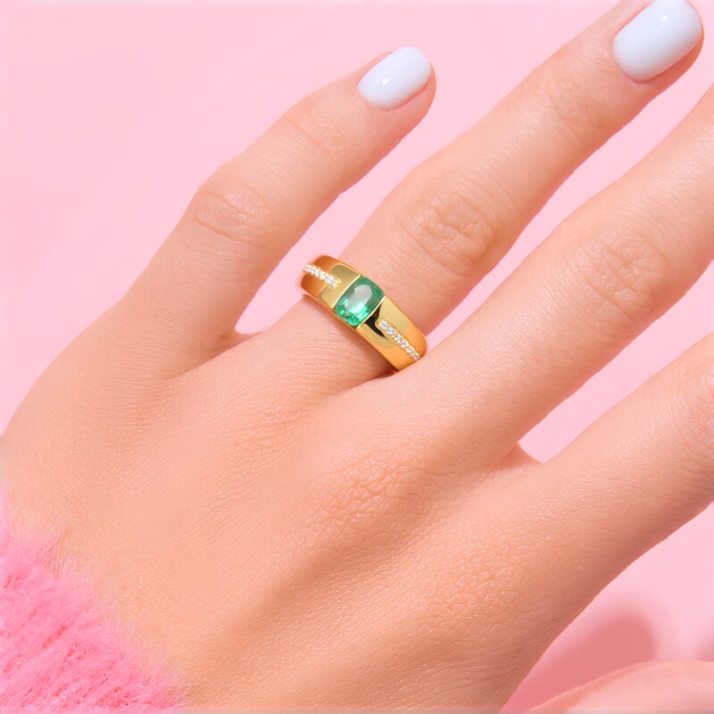 Russischer Smaragd-Silberring (Adela Silber)