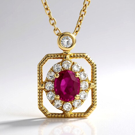 Collana in oro con Rubino Mozambico AAA (CIRARI)