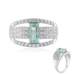 Zilveren ring met een Paraiba kleurige smaragd