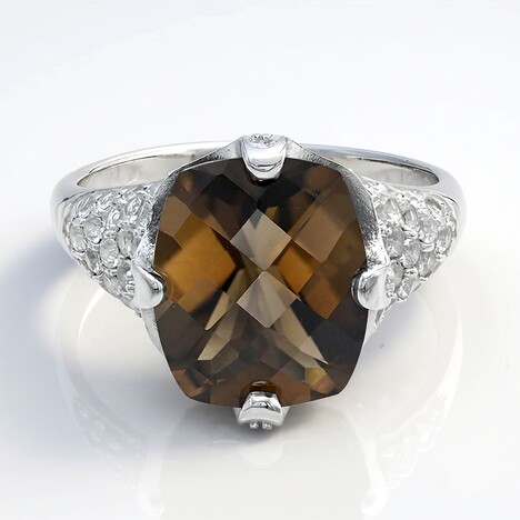 Anello in argento con Quarzo Fumè