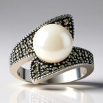 Bague en argent et Perle blanche de culture d'eau douce (Annette classic)
