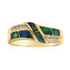Lightning Ridge-Schwarzer Opal-Goldring (CIRARI)