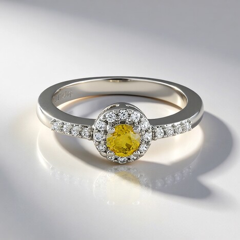 Anello in argento con Diamante Giallo I3