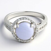 Anillo en plata con Calcedonia azul