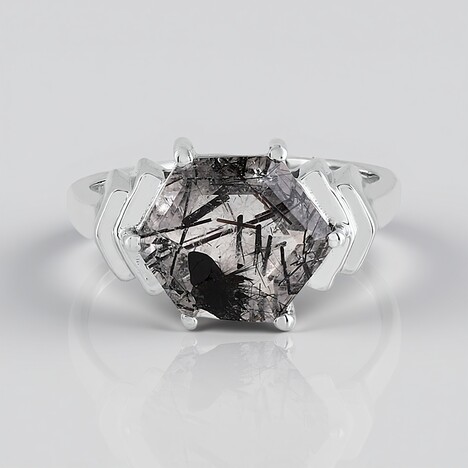 Anello in argento con Quarzo Rutilato Nero