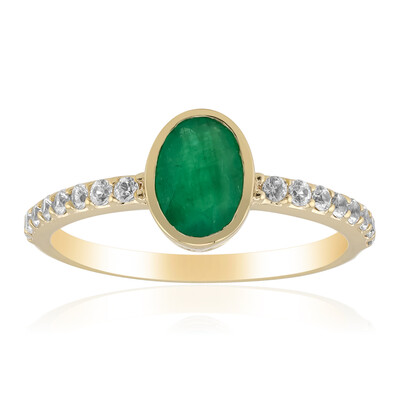 Anillo en oro con Esmeralda de Zambia
