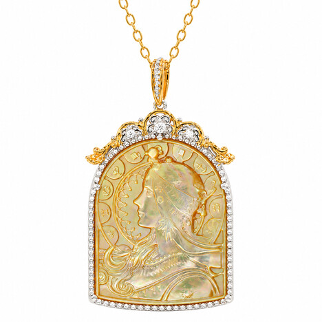 Zilveren halsketting met een parelmoer (Gems en Vogue)