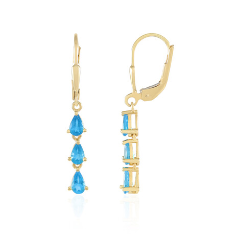 Boucles d'oreilles en argent et Apatite bleu néon