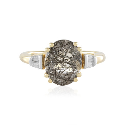 Bague en argent et Quartz rutile noir
