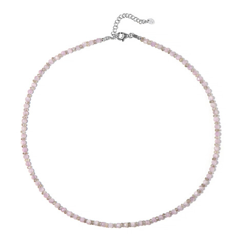 Zilveren halsketting met kunzietstenen