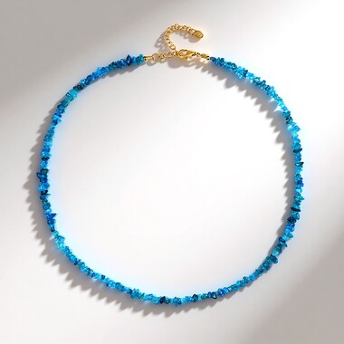 Neonblauer Apatit-Silberhalskette
