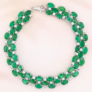 Bracciale in argento con Smeraldo Zambia