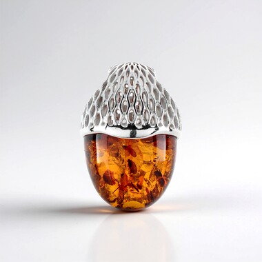Pendentif en argent et Ambre baltique couleur cognac (dagen)