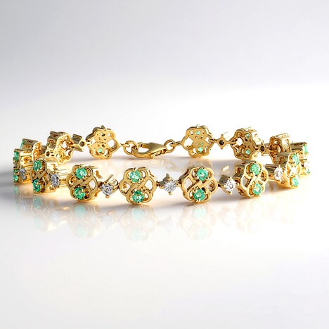 Bracciale in argento con Smeraldo Russo (Adela Silber)