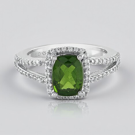 Anello in argento con Diopside Russo