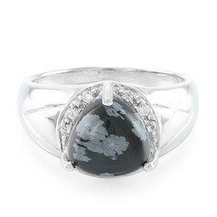 Anillo de hombre en plata con Obsidiana Copo de Nieve