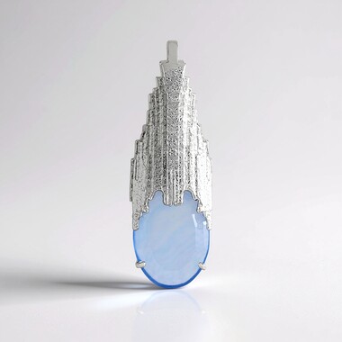 Ciondolo in argento con Calcedonio Acqua (MONOSONO COLLECTION)
