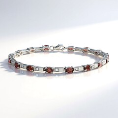 Bracciale placcato in platino con Zircone Rosso