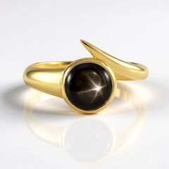 Bague en argent et Saphir étoilé noir (de Melo Essence)
