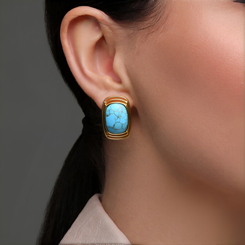 Zilveren oorbellen met turkooisstenen (dagen)