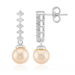 Pendientes en plata con Perla Ming durazno (MONOSONO COLLECTION)