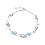 Zilveren armband met een Witte zoetwater kweekparel