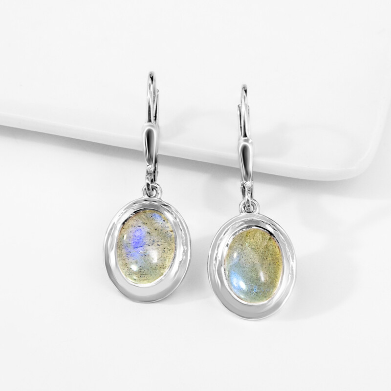Pendientes en plata con Labradorita (MONOSONO COLLECTION)