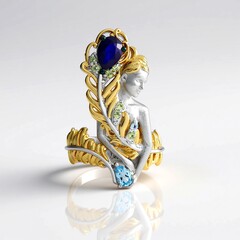 Anillo en plata con Espinela azul cobalto