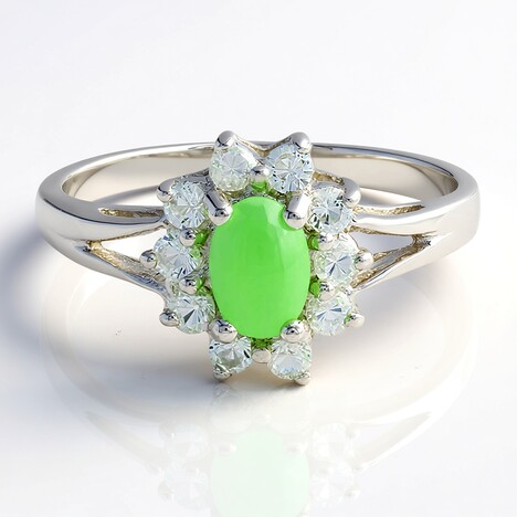 Anello in argento con Crisoprasio Imperiale