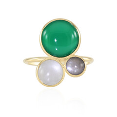 Anillo en plata con Calcedonia verde