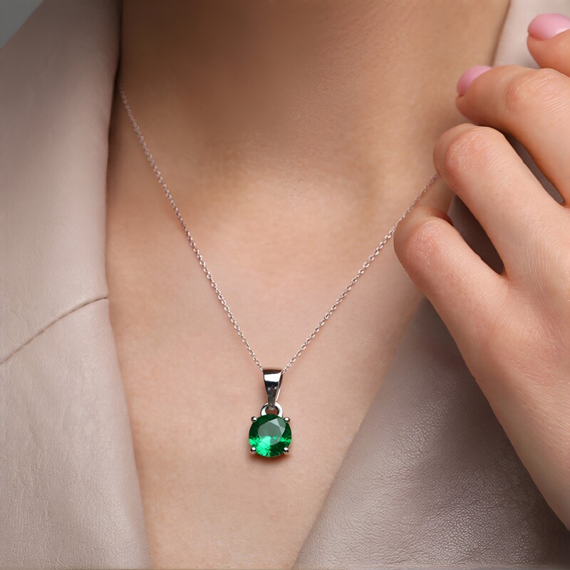 Grüner Apatit-Silberanhänger