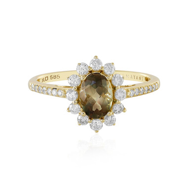 Anello in oro con Pietra del Sole dell'Oregon (AMAYANI)