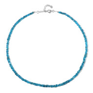 Neonblauer Apatit-Silberhalskette