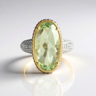 Green Amethyst Silver Ring (Adela Silber)