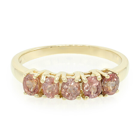 Gouden ring met Onverhitte Padparadscha Saffieren