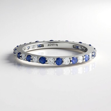 Anillo en plata con Zafiro azul Ceylon