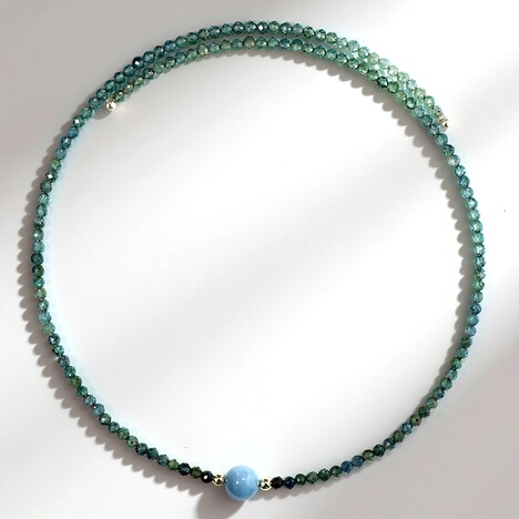 Collana rigida in acciaio con Acquamarina Brasiliana (Riya)