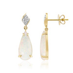 Pendientes en oro con Ópalo blanco de Brasil