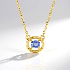 Collana in argento con Zaffiro Ceylon Blu