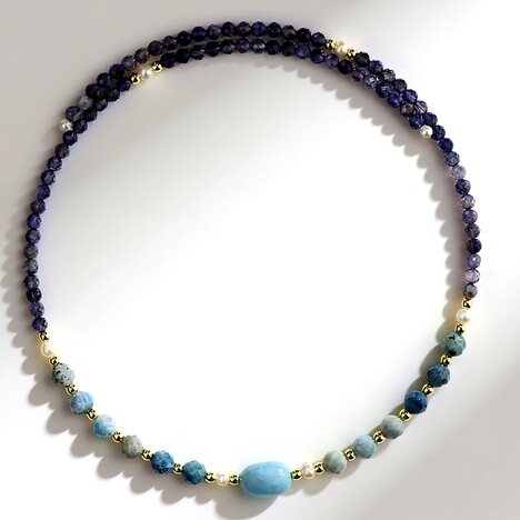 Collana rigida in acciaio con Acquamarina Brasiliana (Riya)