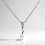 Collana in argento con Perla d'Acqua Dolce Bianca