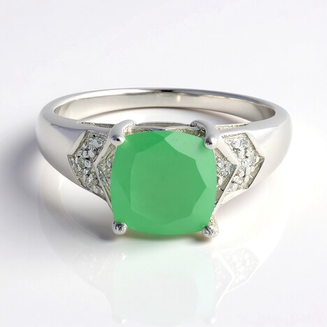 Anello in argento con Calcedonio Verde