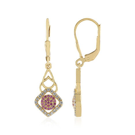 Nicht erhitzter Pinkfarbener Ceylon-Saphir-Silberohrringe