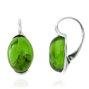Orecchini in argento con Ambra Verde Colombiana (dagen)